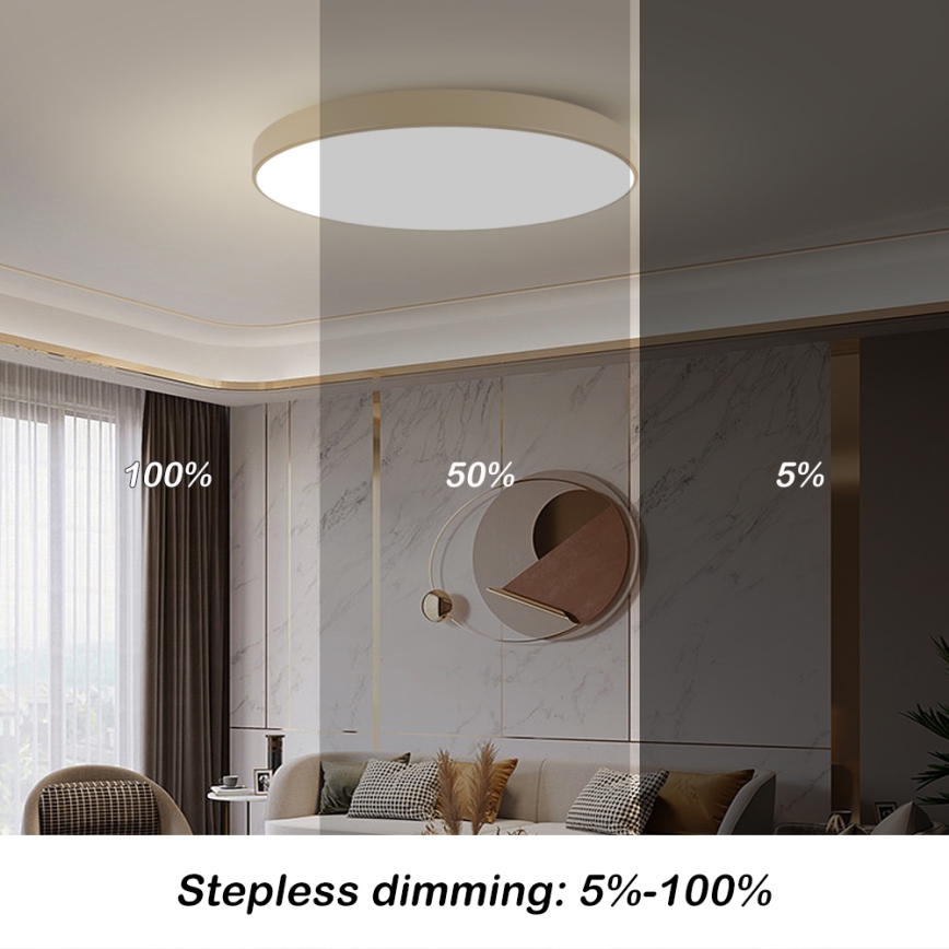 Brilagi - LED димируемо таванно осветително тяло POOL SMART LED/128W/230V 3000-6000K 100 cm бежово Wi-Fi Tuya + дистанционно управление