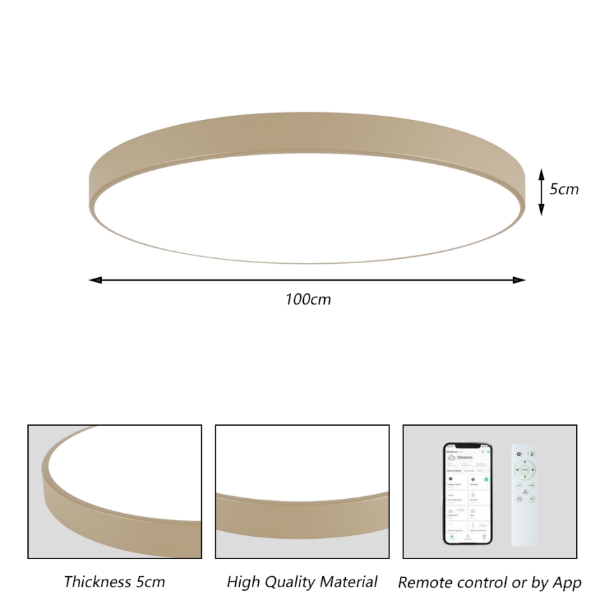 Brilagi - LED димируемо таванно осветително тяло POOL SMART LED/128W/230V 3000-6000K 100 cm бежово Wi-Fi Tuya + дистанционно управление