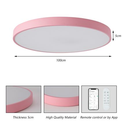 Brilagi - Димируемо LED осветително тяло POOL SMART LED/128W/230V диам. 100 cm 3000-6000K Wi-Fi Tuya + дистанционно управление розово