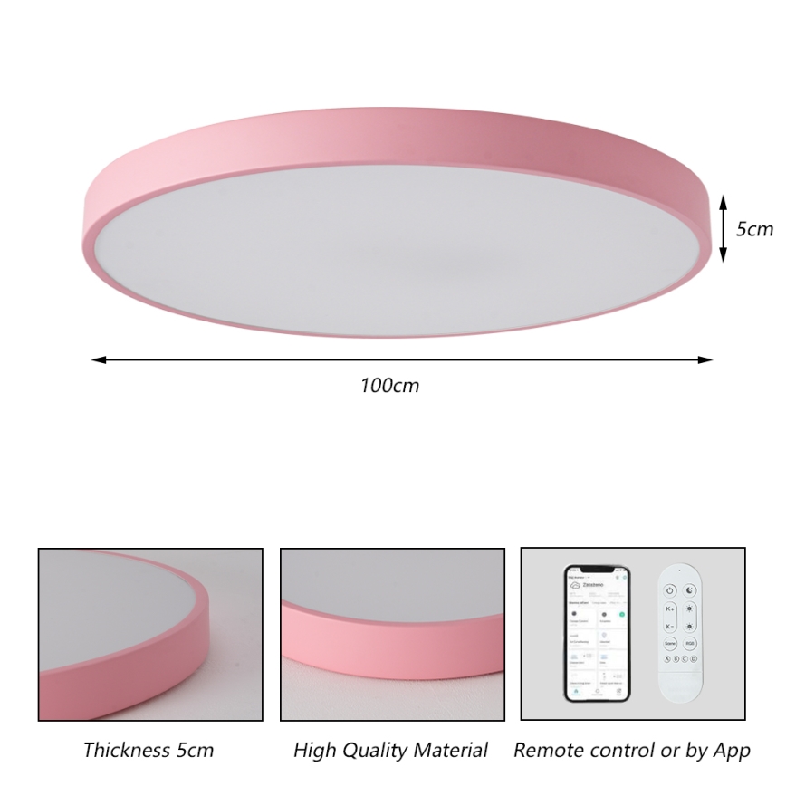 Brilagi - Димируемо LED осветително тяло POOL SMART LED/128W/230V диам. 100 cm 3000-6000K Wi-Fi Tuya + дистанционно управление розово