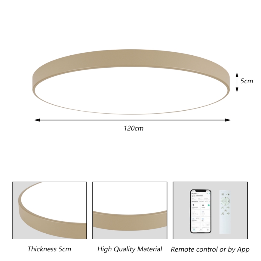 Brilagi - димируемо LED таванно осветително тяло POOL SMART LED/180W/230V 3000-6000K 120 см бежово Wi-Fi Tuya + дистанционно управление