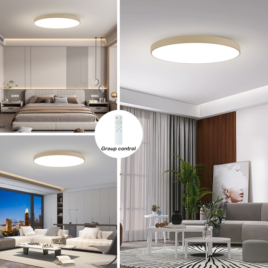 Brilagi - LED димируемо таванно осветително тяло POOL SMART LED/180W/230V 3000-6000K 120 cm бежово Wi-Fi Tuya + дистанционно управление