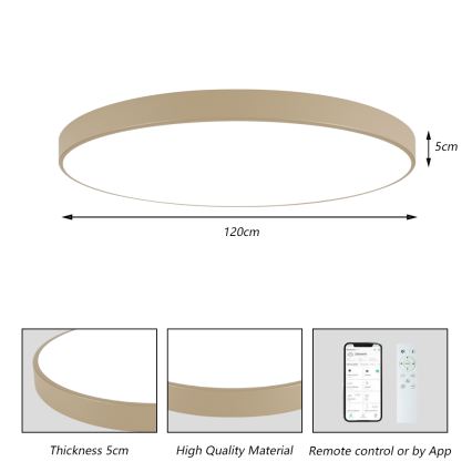 Brilagi - LED димируемо таванно осветително тяло POOL SMART LED/180W/230V 3000-6000K 120 cm бежово Wi-Fi Tuya + дистанционно управление