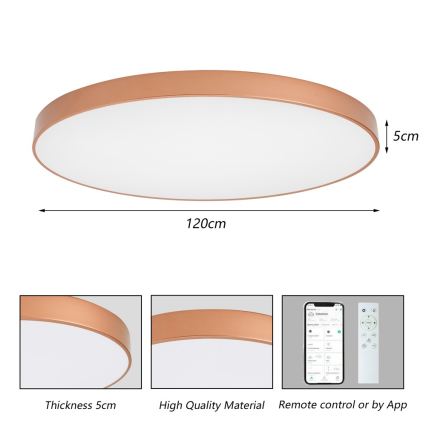 BRILAGI - LED димируемо таванно осветително тяло POOL SMART LED/180W/230V 3000-6000K 120 cm медно Wi-Fi Tuya + дистанционно управление
