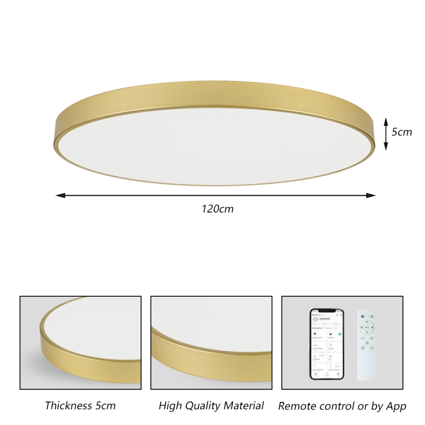 Brilagi - LED димируемо таванно осветително тяло POOL SMART LED/180W/230V 3000-6000K 120 cm златисто Wi-Fi Tuya + дистанционно управление