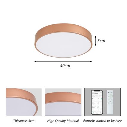 BRILAGI - LED димируемо таванно осветително тяло POOL SMART LED/48W/230V 3000-6000K Ø 40 см Wi-Fi Tuya медно + дистанционно управление