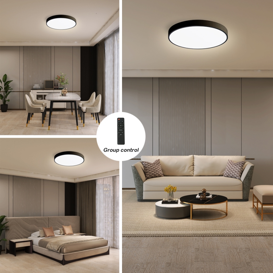 Brilagi - Димируемо LED таванно осветително тяло POOL SMART LED/48W/230V 40 cm 3000-6000K Wi-Fi Tuya + дистанционно управление черно