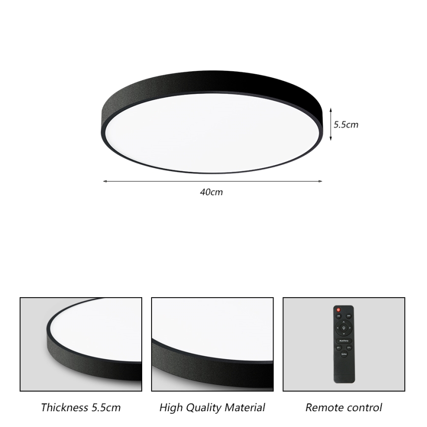 Brilagi - Димируемо LED таванно осветително тяло POOL SMART LED/48W/230V 40 cm 3000-6000K Wi-Fi Tuya + дистанционно управление черно