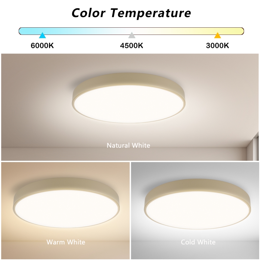 Brilagi - LED димируемо таванно осветително тяло POOL SMART LED/60W/230V 3000-6000K Ø 50 см Wi-Fi Tuya бежово + дистанционно управление