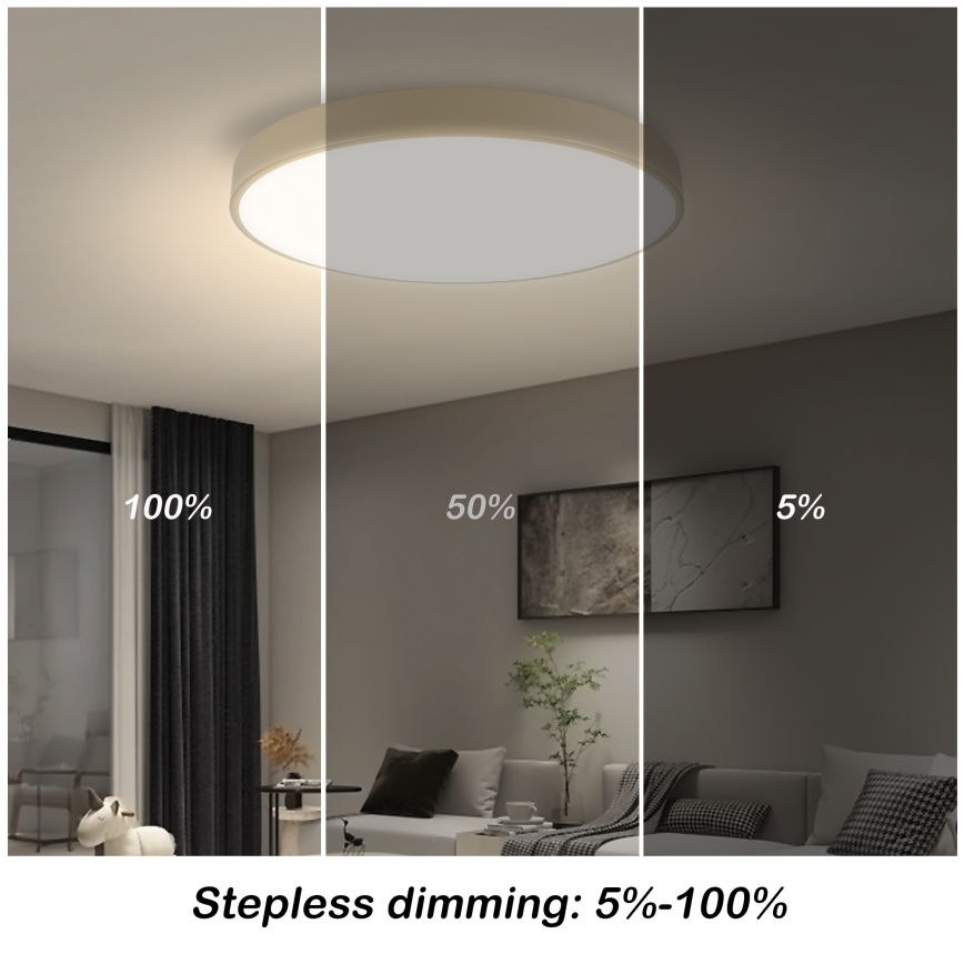 Brilagi - LED димируемо таванно осветително тяло POOL SMART LED/60W/230V 3000-6000K Ø 50 см Wi-Fi Tuya бежово + дистанционно управление