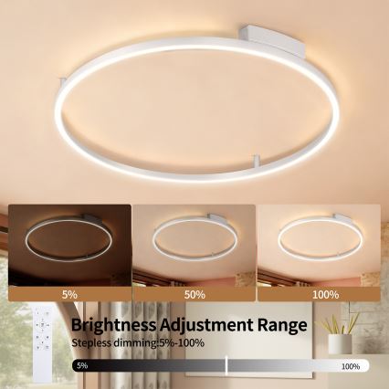 Brilagi - LED плафон PORTOFINO с възможност за димиране LED/60W/230V 3000-6000K Ø 80 см, сребрист + дистанционно управление