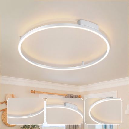 Brilagi - LED плафон PORTOFINO с възможност за димиране LED/60W/230V 3000-6000K Ø 80 см, сребрист + дистанционно управление