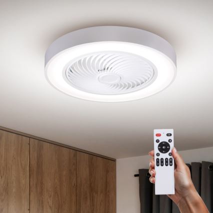 Brilagi - Димируемо LED таванно осветително тяло с вентилатор LED/30W/230V 3000–6500K, диаметър 50 см, бяло + дистанционно управление
