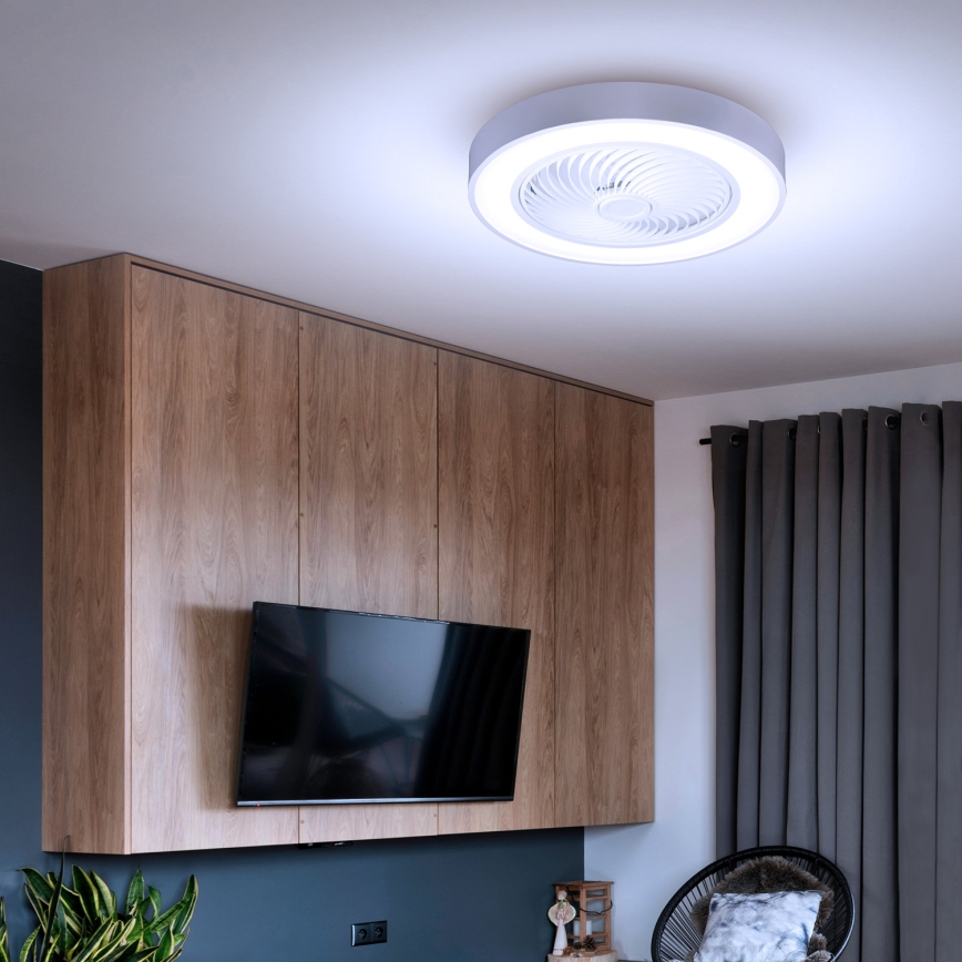 Brilagi - Димируемо LED таванно осветително тяло с вентилатор LED/30W/230V 3000–6500K, диаметър 50 см, бяло + дистанционно управление