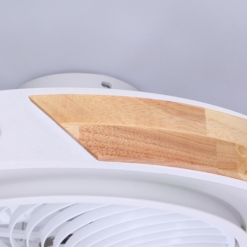 Brilagi - таванно LED осветително тяло с вентилатор, с функция за димиране LED/30W/230V 3000-6500K Ø 50 см бяло/дъб + дистанционно управление