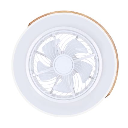 Brilagi - таванно LED осветително тяло с вентилатор, с функция за димиране LED/30W/230V 3000-6500K Ø 50 см бяло/дъб + дистанционно управление