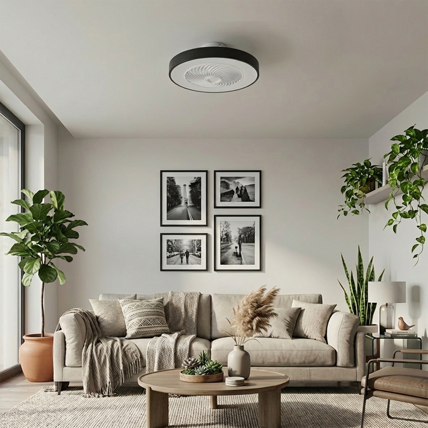 Brilagi - Димируемо LED таванно осветително тяло с вентилатор LED/30W/230V 3000–6500K Ø 50 см черно + дистанционно управление