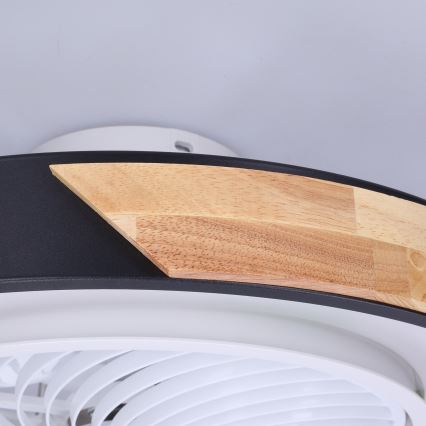 Brilagi - Димируема LED таванна лампа с вентилатор LED/30W/230V 3000-6500K Ø 50 см черно/дъб + дистанционно управление