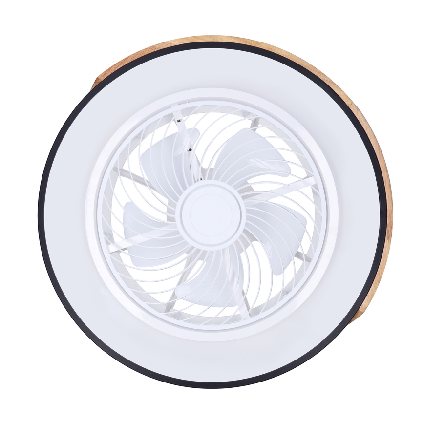 Brilagi - Димируема LED таванна лампа с вентилатор LED/30W/230V 3000-6500K Ø 50 см черно/дъб + дистанционно управление