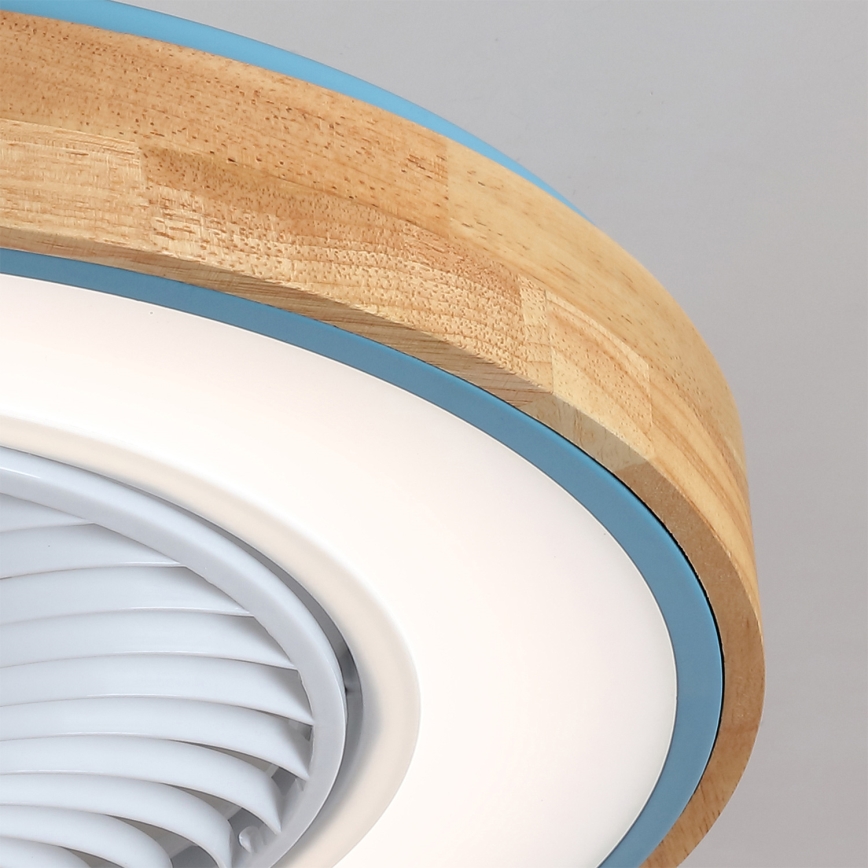 Brilagi - LED димируемо таванно осветително тяло с вентилатор LED/38W/230V 3000-6500K Ø 50 см син/дъб + дистанционно управление