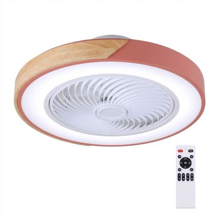 Brilagi - LED димируем таванен осветител с вентилатор LED/38W/230V 3000-6500K 3000-6500K диаметър 50 cm розово/дъб + дистанционно управление