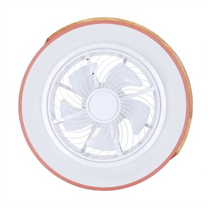Brilagi - LED димируем таванен осветител с вентилатор LED/38W/230V 3000-6500K 3000-6500K диаметър 50 cm розово/дъб + дистанционно управление