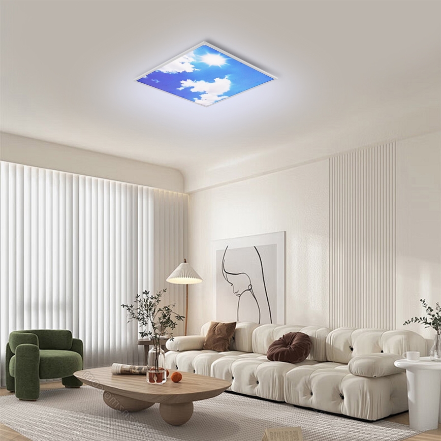 Brilagi - LED Димируемо таванно осветително тяло SLIMFRAME SKY LED/58W/230V 60x60 cm 3000-6000K сребристо/синьо + дистанционно управление