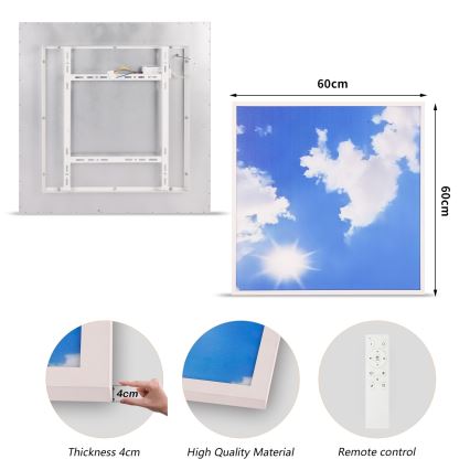 Brilagi - LED Димируемо таванно осветително тяло SLIMFRAME SKY LED/58W/230V 60x60 cm 3000-6000K сребристо/синьо + дистанционно управление