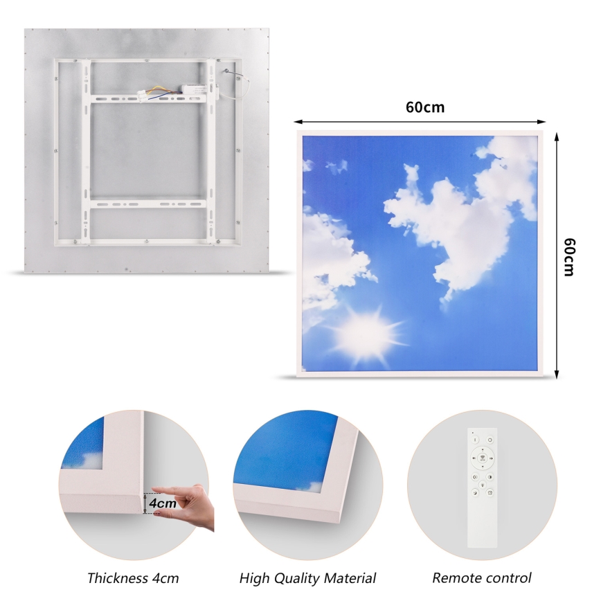 Brilagi - LED Димируемо таванно осветително тяло SLIMFRAME SKY LED/58W/230V 60x60 cm 3000-6000K сребристо/синьо + дистанционно управление