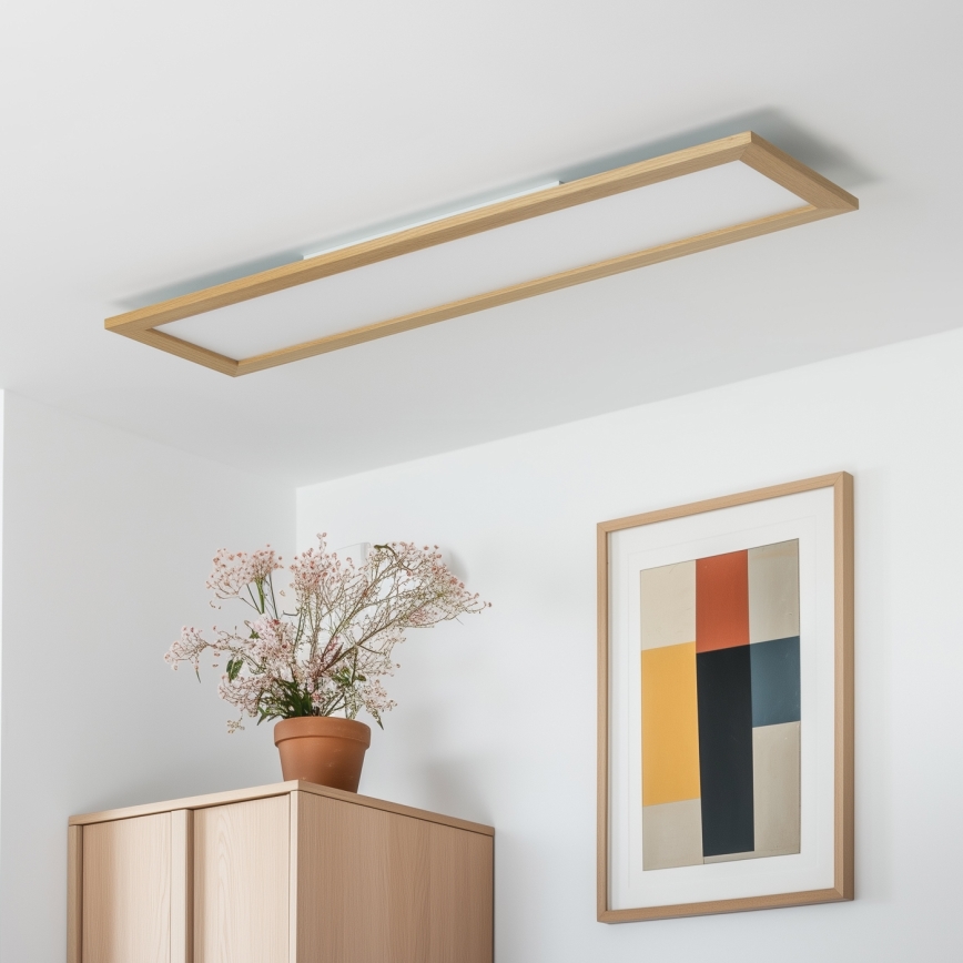 Brilagi - LED плафон SLIMFRAME WOOD с димиране, LED/58W/230V, 124x34 cm, 3000-6000K, кафяв + дистанционно управление