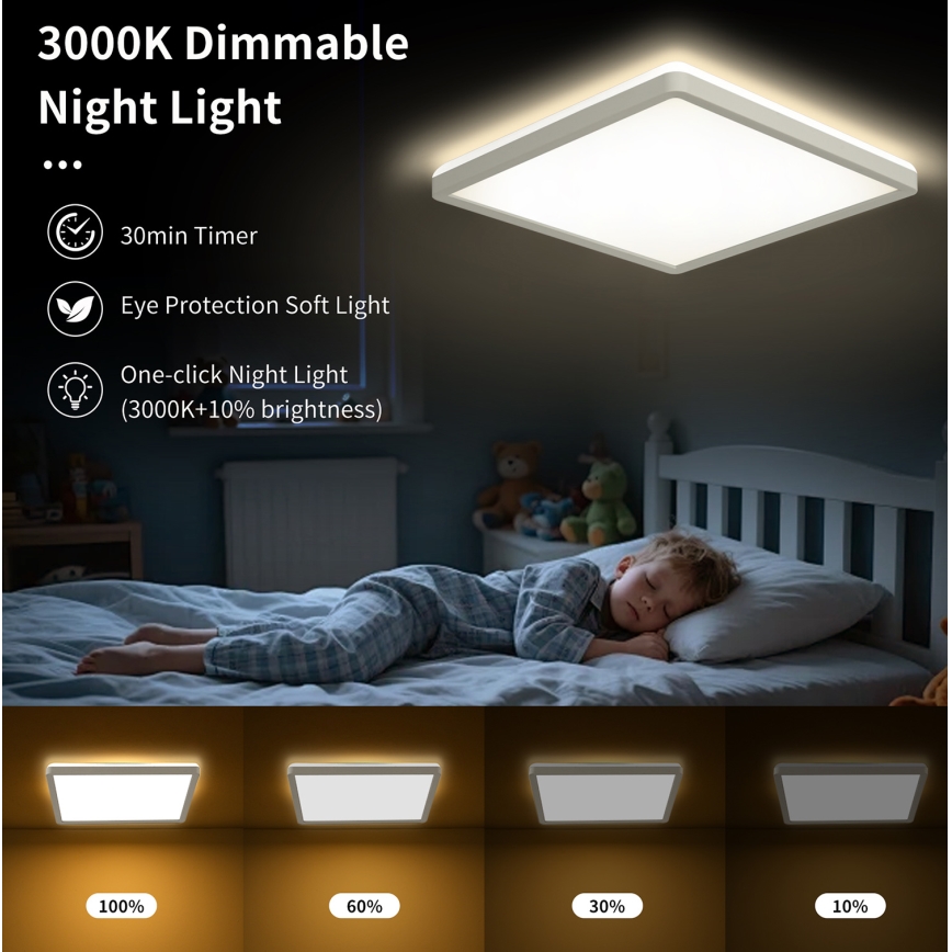 Brilagi - LED регулируемо таванно осветително тяло ULTRA SLIM LED/18W/230V 2700-6500K 30x30 см бяло + дистанционно управление