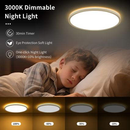 Brilagi - LED регулируемо таванно осветително тяло ULTRA SLIM LED/18W/230V 2700-6500K диаметър 30 см бяло + дистанционно управление