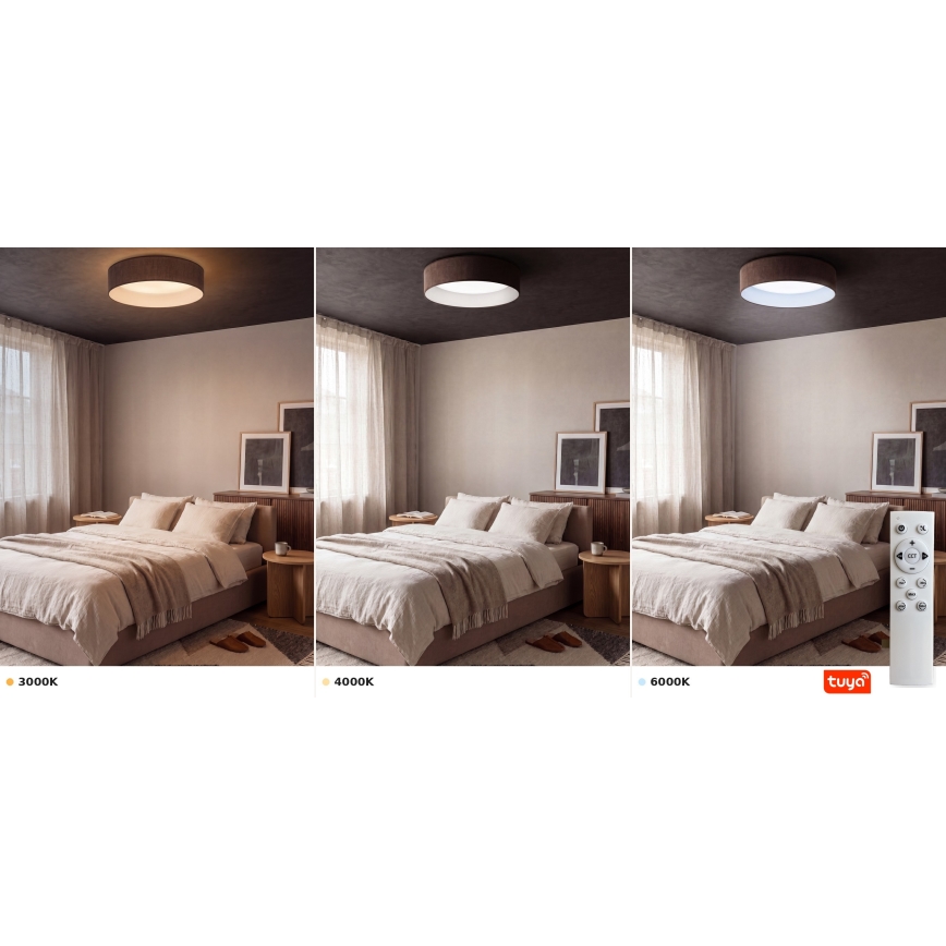 BRILAGI - LED димируемо таванно осветително тяло VELVET SMARTIX STARS LED/36W/230V 3000-6000K Ø 55 см кафяво Wi-Fi Tuya Beacon + дистанционно управление