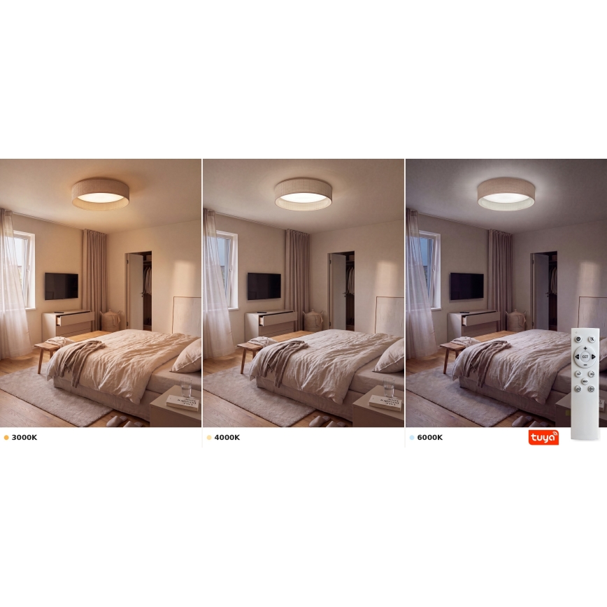 Brilagi - Димируемо LED таванно осветително тяло VELVET SMARTIX STARS LED/36W/230V 3000-6000K диам. 55 см бежово Wi-Fi Tuya Beacon + дистанционно управление