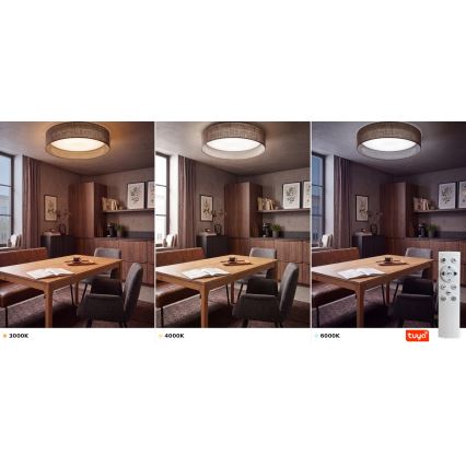 Brilagi - димируема LED таванна лампа VELVET SMARTIX LED/36W/230V 3000-6000K Ø 55 см кафява Wi-Fi Tuya Beacon + дистанционно управление