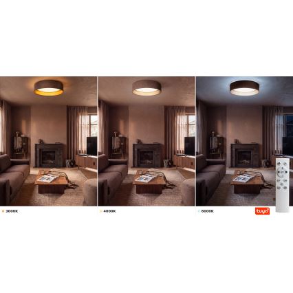 Brilagi - димируемо LED таванно осветително тяло VELVET SMARTIX LED/36W/230V 3000-6000K Ø 55 см кафяво/златисто Wi‑Fi Tuya Beacon + дистанционно управление
