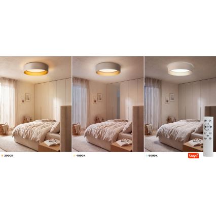 Brilagi - LED димируемо таванно осветително тяло VELVET SMARTIX LED/36W/230V 3000-6000K Ø55 cm кремаво/златисто Wi-Fi Tuya Beacon + дистанционно управление