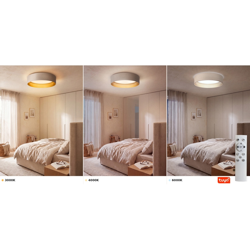 Brilagi - LED димируемо таванно осветително тяло VELVET SMARTIX LED/36W/230V 3000-6000K Ø55 cm кремаво/златисто Wi-Fi Tuya Beacon + дистанционно управление