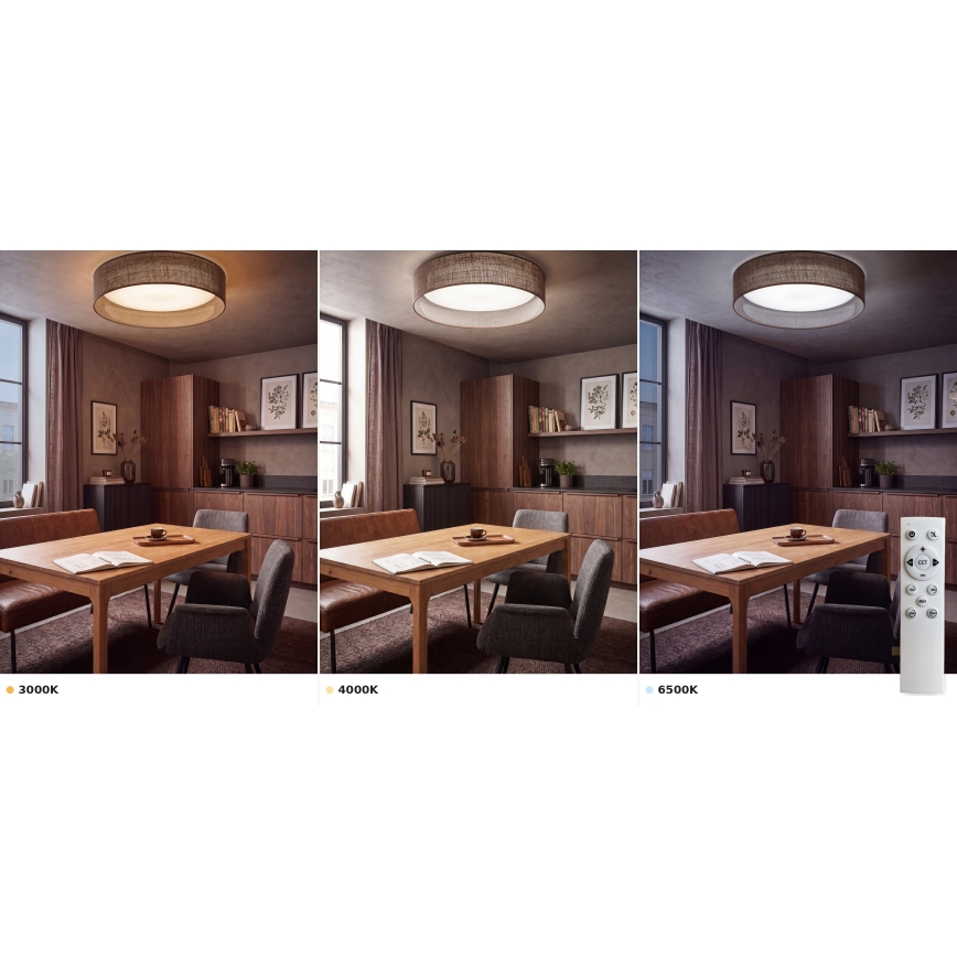 Brilagi - димируемо LED таванно осветително тяло VELVET SMART VARI LED/24W/230V 3000-6500K Ø 45 см кафяво + дистанционно управление