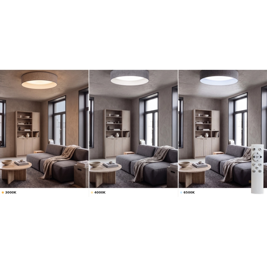 Brilagi - LED димируем таванен плафон VELVET SMART VARI LED/24W/230V 3000-6500K Ø 45 см сив + с дистанционно управление