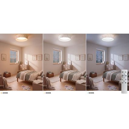 Brilagi - LED димируем таванен плафон VELVET SMART VARI LED/36W/230V 3000-6500K Ø 55 см бял/цветя + дистанционно управление