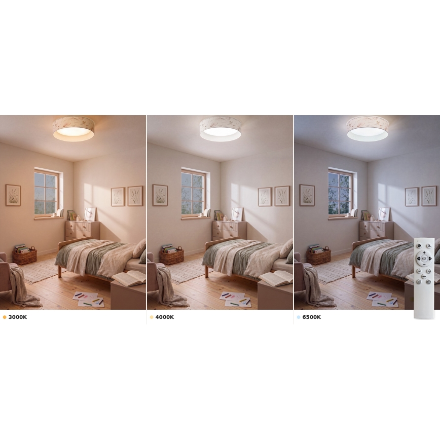 Brilagi - LED димируем таванен плафон VELVET SMART VARI LED/36W/230V 3000-6500K Ø 55 см бял/цветя + дистанционно управление