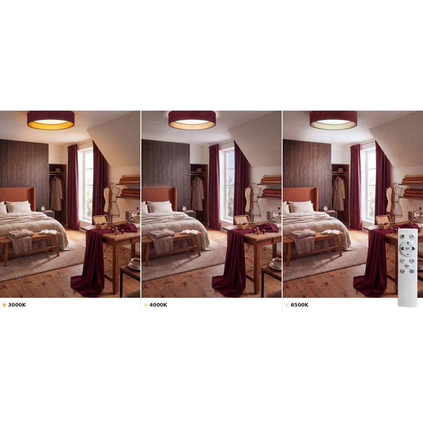Brilagi - Димируема LED таванна лампа VELVET SMART VARI LED/36W/230V 3000–6500K Ø 55 см бордо/златисто + дистанционно управление