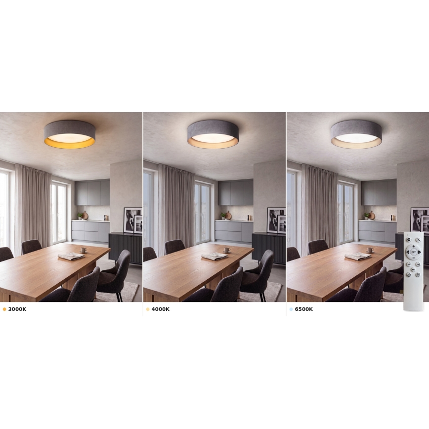 Brilagi - димируема LED плафониера VELVET SMART VARI LED/36W/230V 3000-6500K Ø 55 см сива/златиста + дистанционно управление