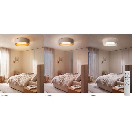 Brilagi - димируема LED таванна лампа VELVET SMART VARI LED/36W/230V 3000-6500K Ø 55 см кремава/златиста + дистанционно управление