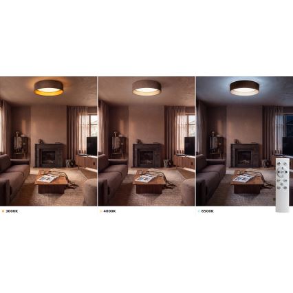 Brilagi - LED димируемо таванно осветително тяло VELVET SMART VARI LED/36W/230V 3000-6500K Ø 55 см кафяв/златист + дистанционно управление