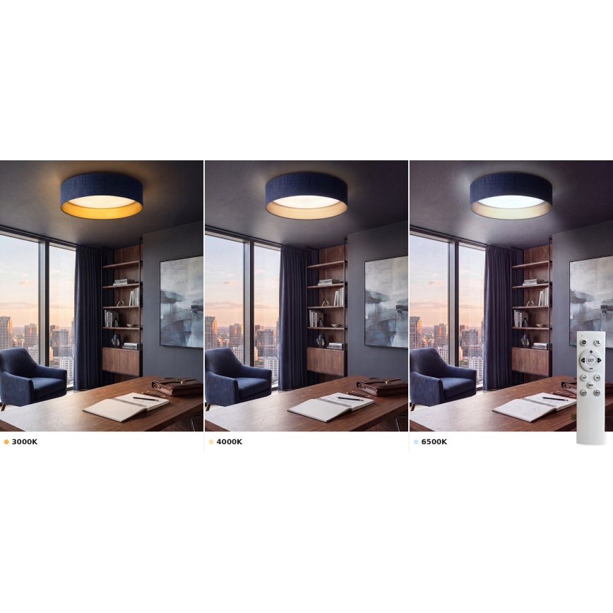 Brilagi - LED Димируемо таванно осветително тяло VELVET SMART VARI LED/36W/230V 3000-6500K Ø 55 см син/златист + дистанционно управление