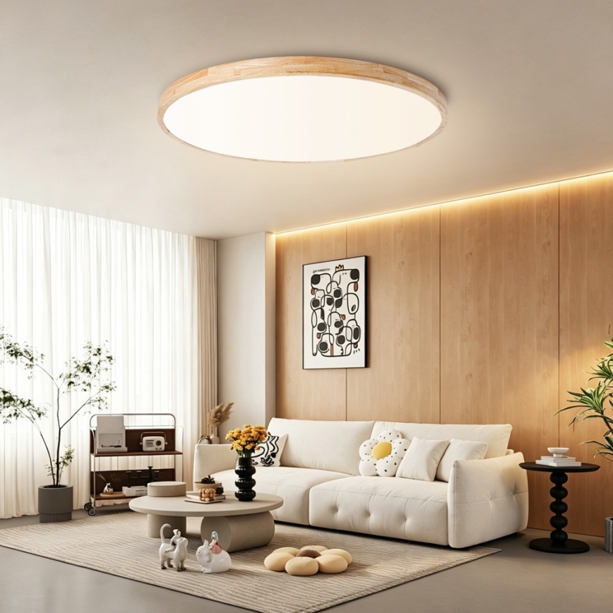 Brilagi - Димируемо LED таванно осветително тяло WOODLINE LED/128W/230V 3000-6000K дъб Ø 100 см + дистанционно управление