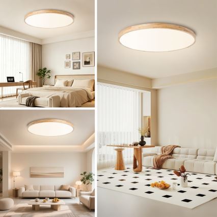 Brilagi - Димируемо LED таванно осветително тяло WOODLINE LED/128W/230V 3000-6000K дъб Ø 100 см + дистанционно управление