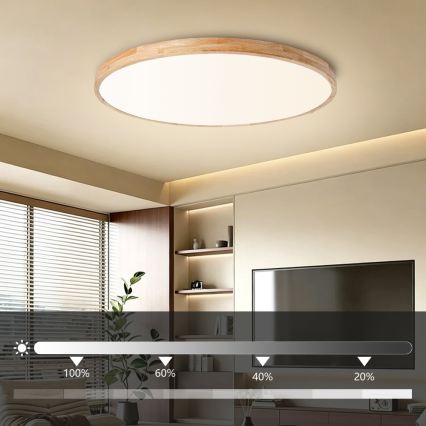 Brilagi - Димируемо LED таванно осветително тяло WOODLINE LED/128W/230V 3000-6000K дъб Ø 100 см + дистанционно управление